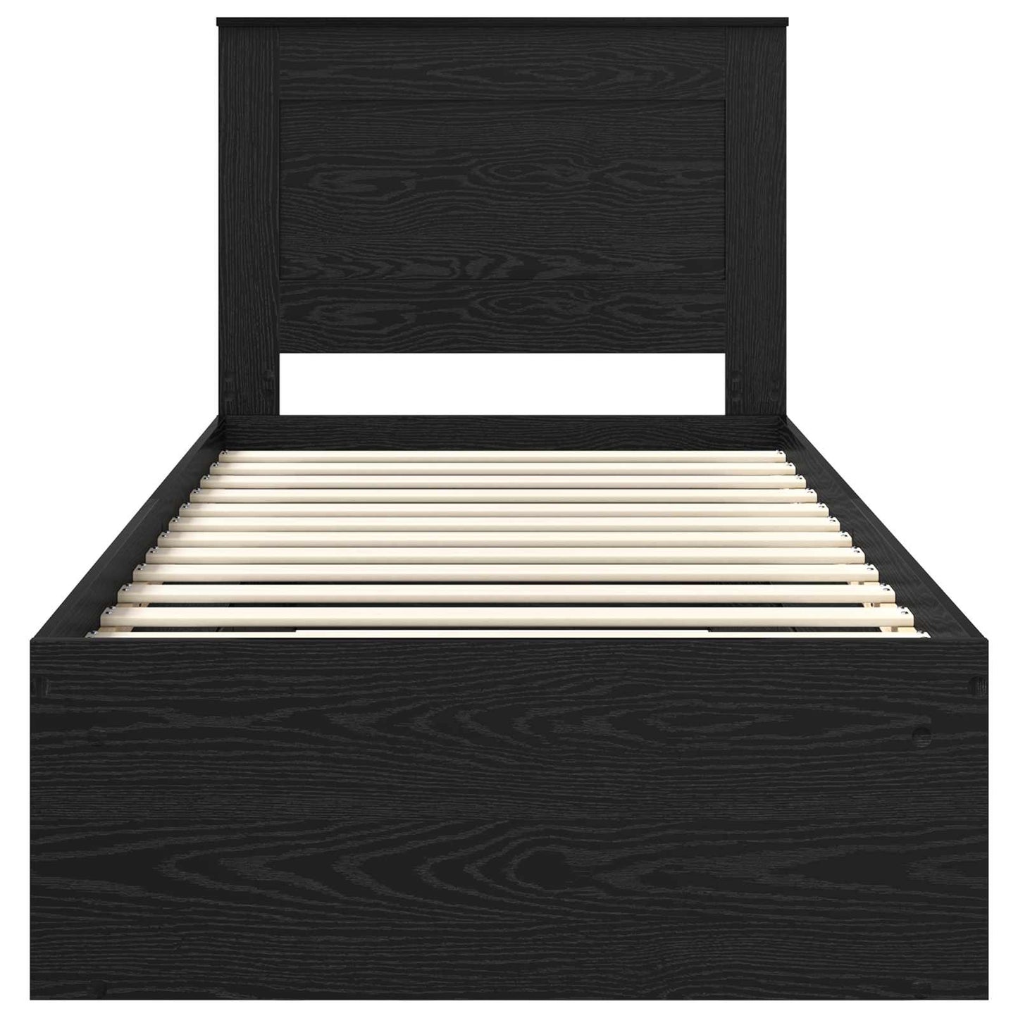 Bed Frame with Headboard Black 100 x 200 cm Solid Pine Wood