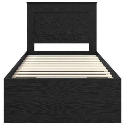 Bed Frame with Headboard Black 100 x 200 cm Solid Pine Wood