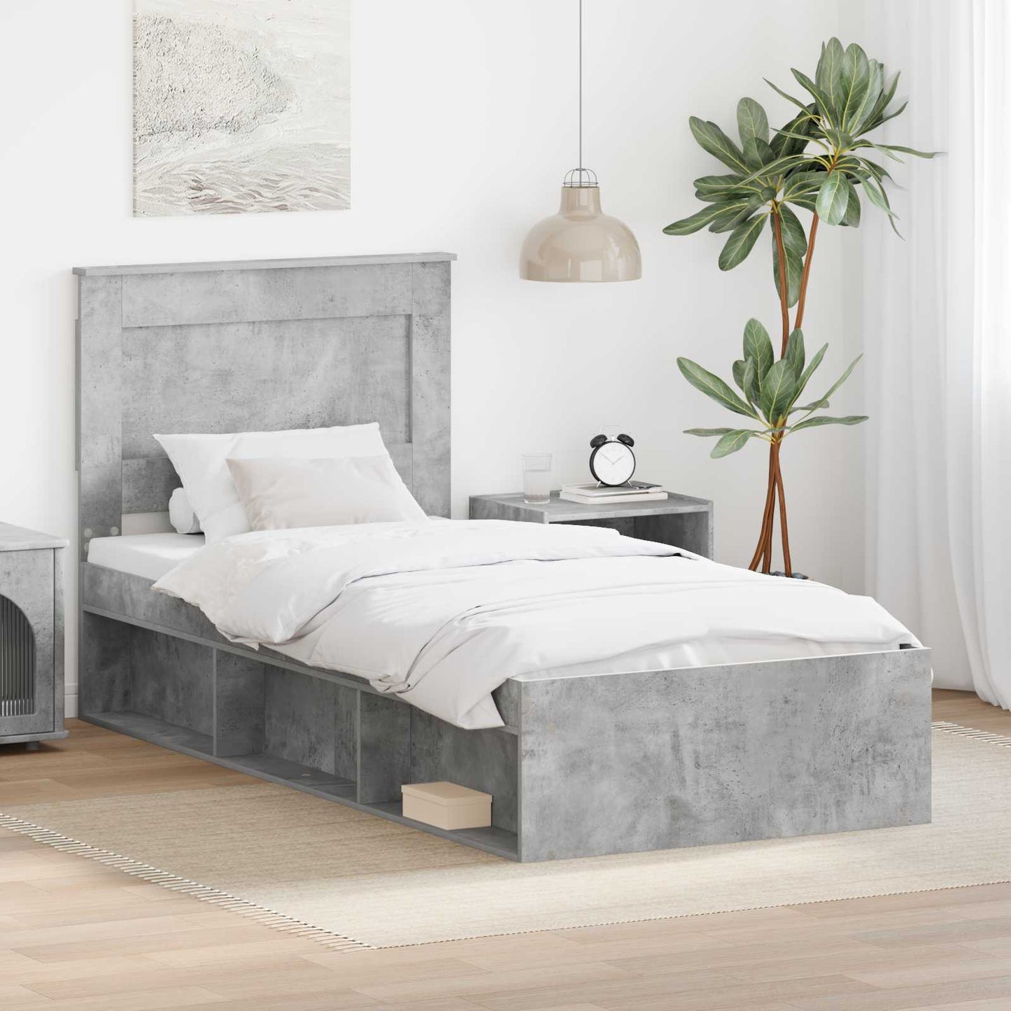 Bed Frame Concerte Grey 100 x 200 cm Solid Pine Wood