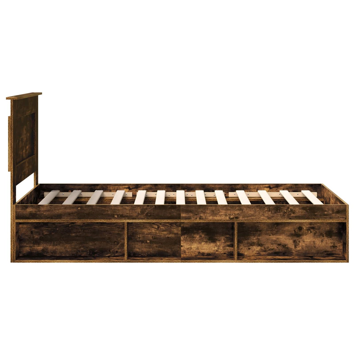 Bed Frame with Drawer Smoked Oak 100 x 200 cm Solid Pine Wood