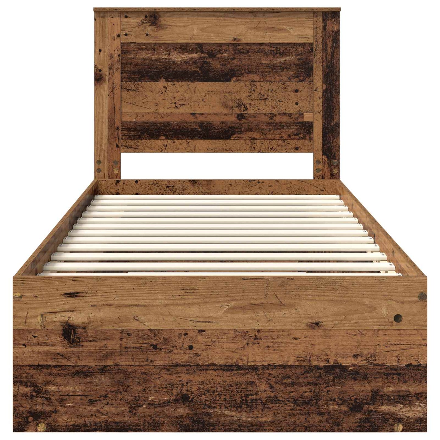 Bed Frame with Headboard Old Wood 100 x 200 cm Solid Pine Wood