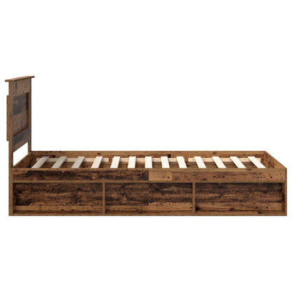 Bed Frame with Headboard Old Wood 100 x 200 cm Solid Pine Wood