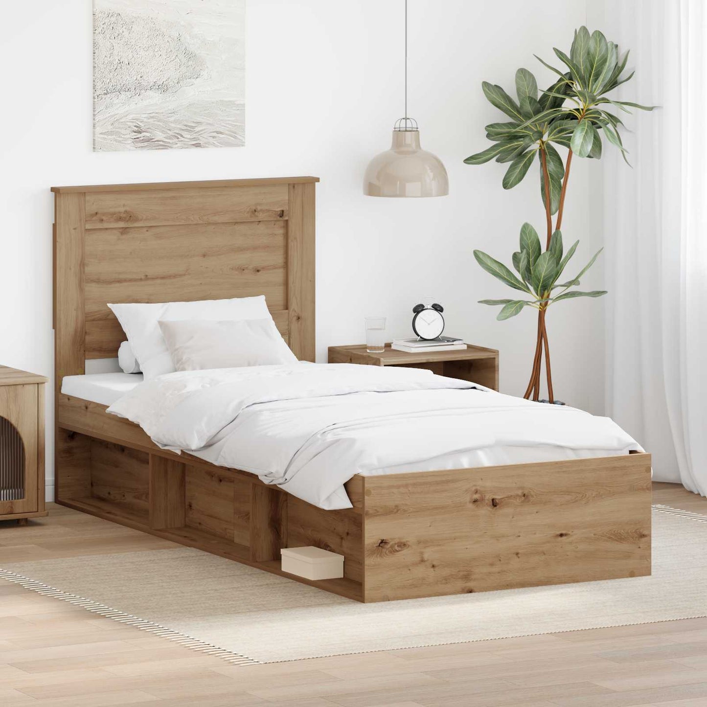 Bed Frame Artisian Oak 100 x 200 cm Solid Pine Wood
