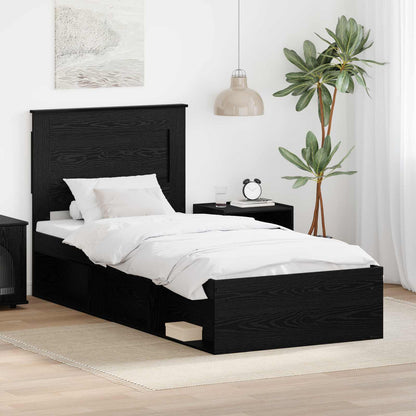Bed Frame with Headboard Black 90 x 190 cm Solid Pine Wood