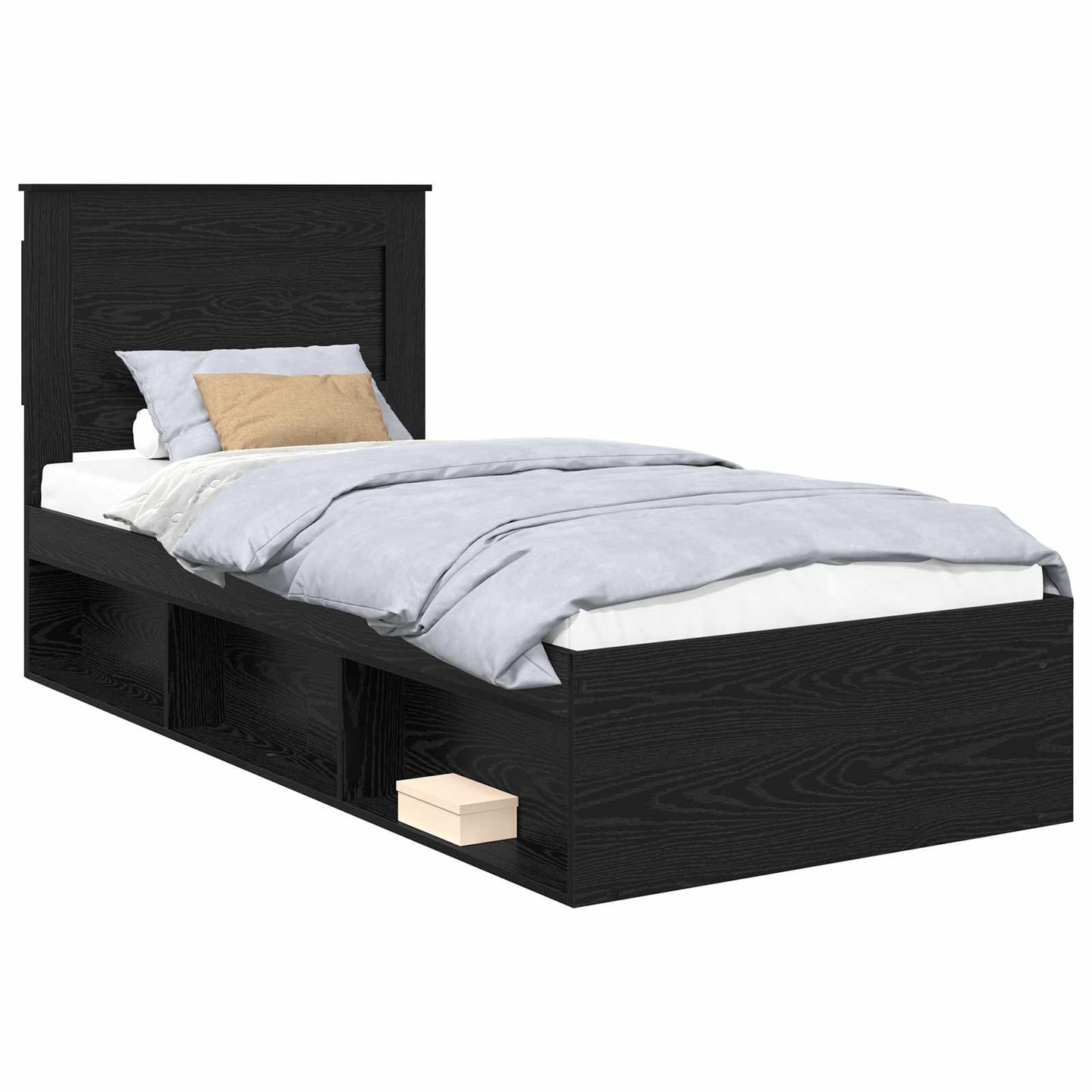 Bed Frame with Headboard Black 90 x 190 cm Solid Pine Wood