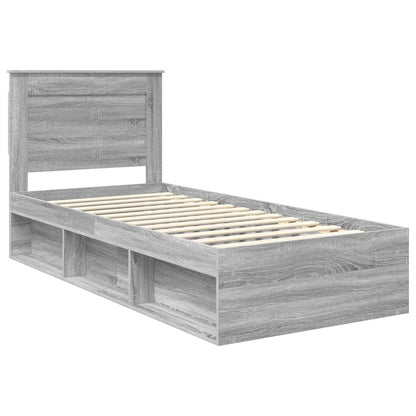 Bed Frame with Drawer Grey Sonoma 90 x 190 cm Solid Pine Wood