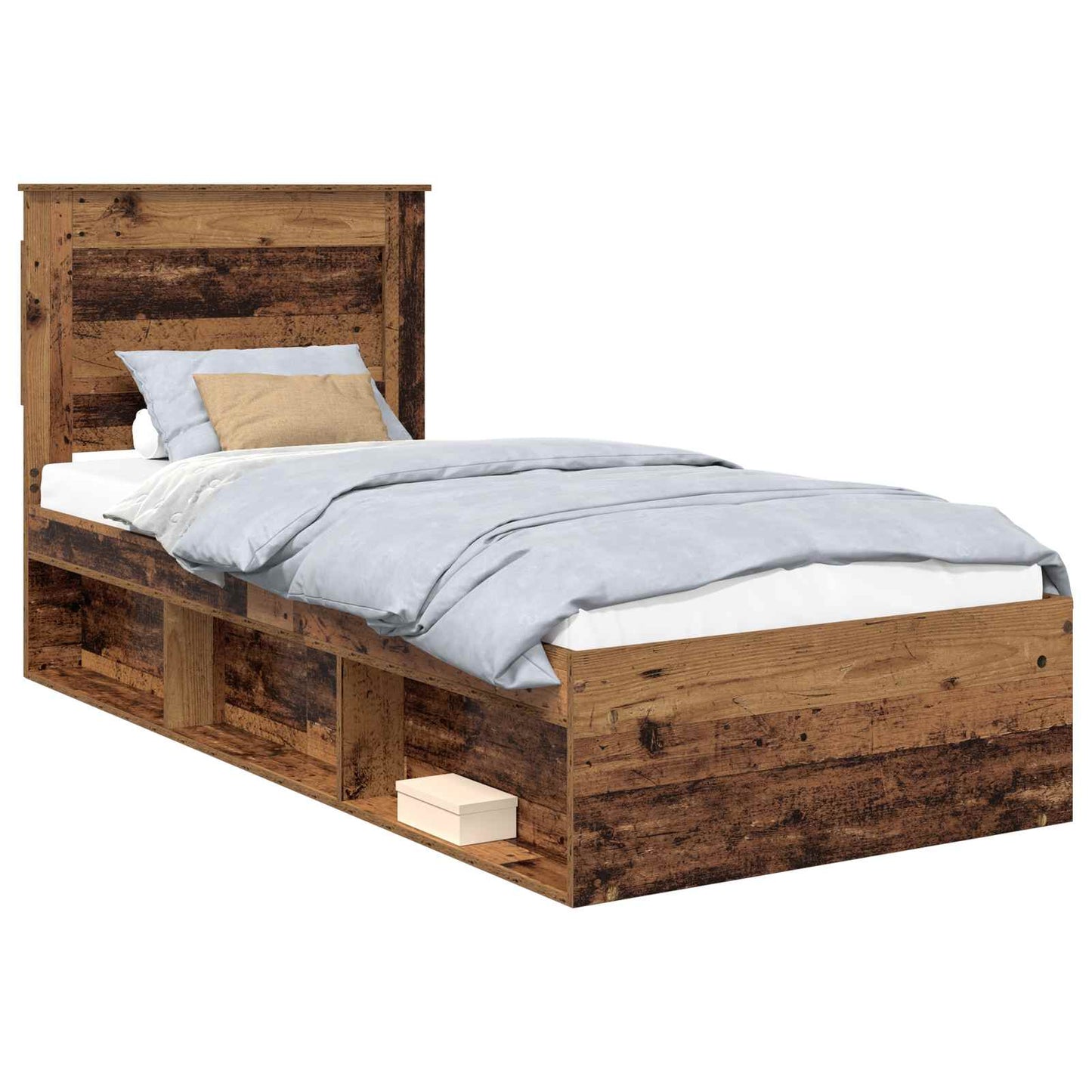 Bed Frame with Headboard Old Wood 90 x 190 cm Solid Pine Wood