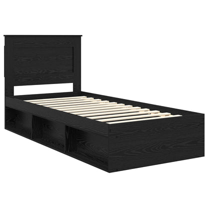 Bed Frame with Headboard Black 90 x 200 cm Solid Pine Wood