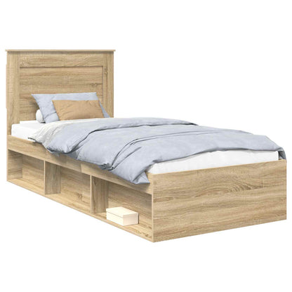 Bed Frame with Headboard Sonoma Oak 90 x 200 cm Solid Pine Wood