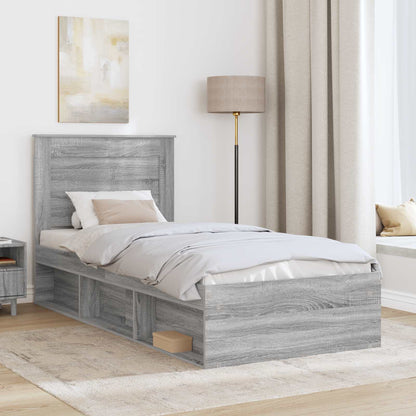 Bed Frame with Drawer Grey Sonoma 90 x 200 cm Solid Pine Wood