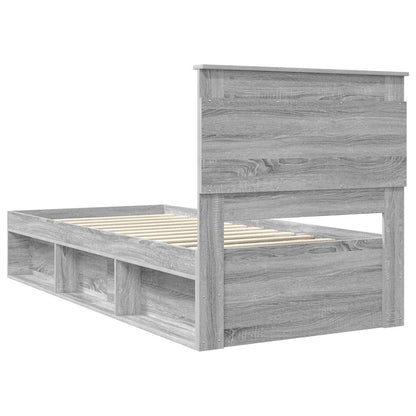 Bed Frame with Drawer Grey Sonoma 90 x 200 cm Solid Pine Wood
