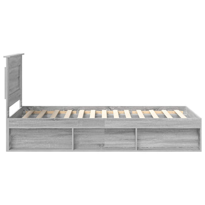 Bed Frame with Drawer Grey Sonoma 90 x 200 cm Solid Pine Wood
