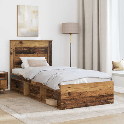 Bed Frame with Headboard Old Wood 90 x 200 cm Solid Pine Wood