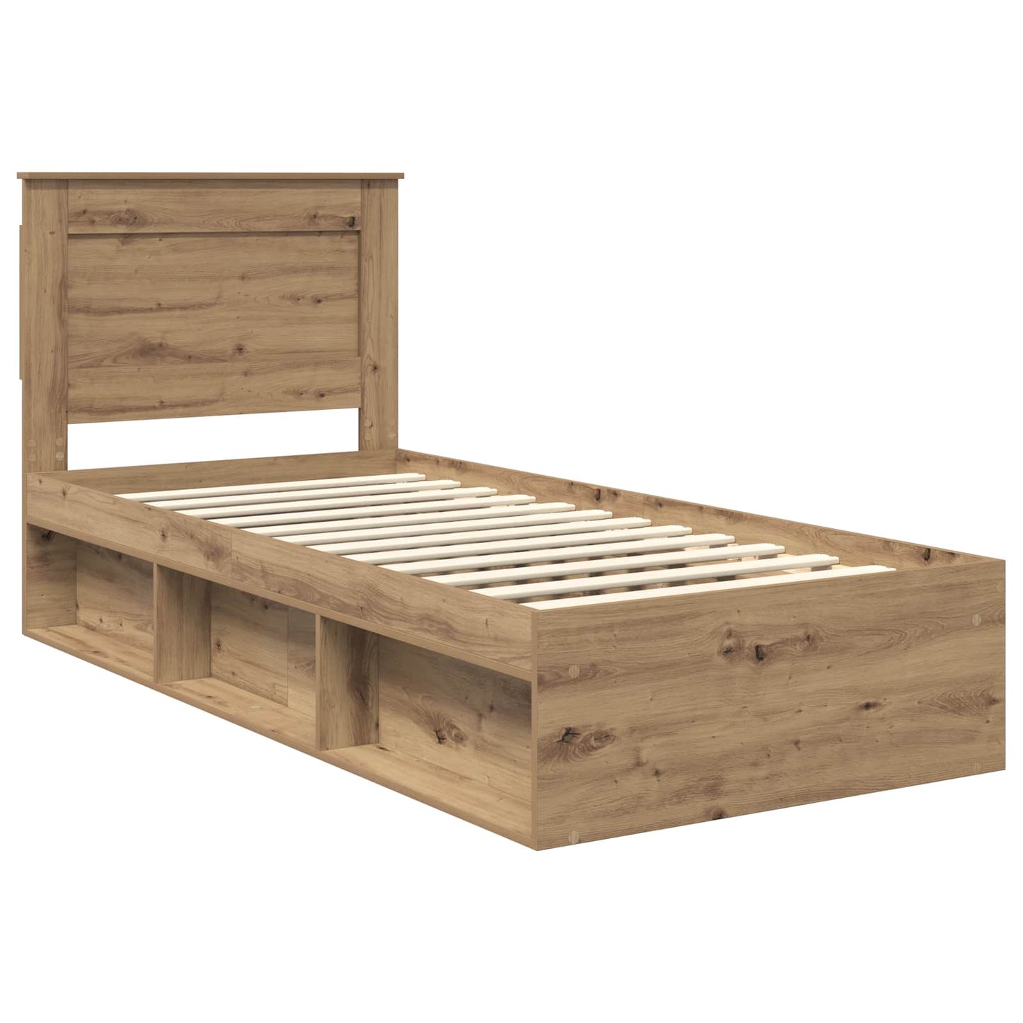 Bed Frame Artisian Oak 90 x 200 cm Solid Pine Wood