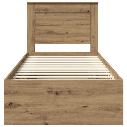 Bed Frame Artisian Oak 90 x 200 cm Solid Pine Wood