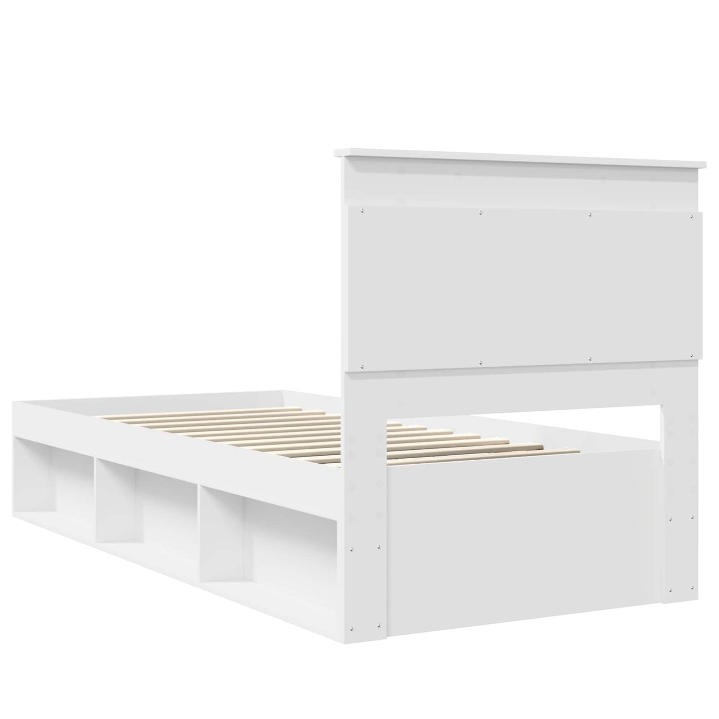 Bed Frame with Headboard White 75 x 190 cm Solid Pine Wood