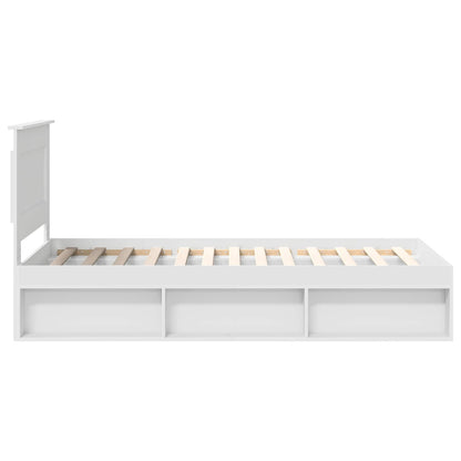 Bed Frame with Headboard White 75 x 190 cm Solid Pine Wood