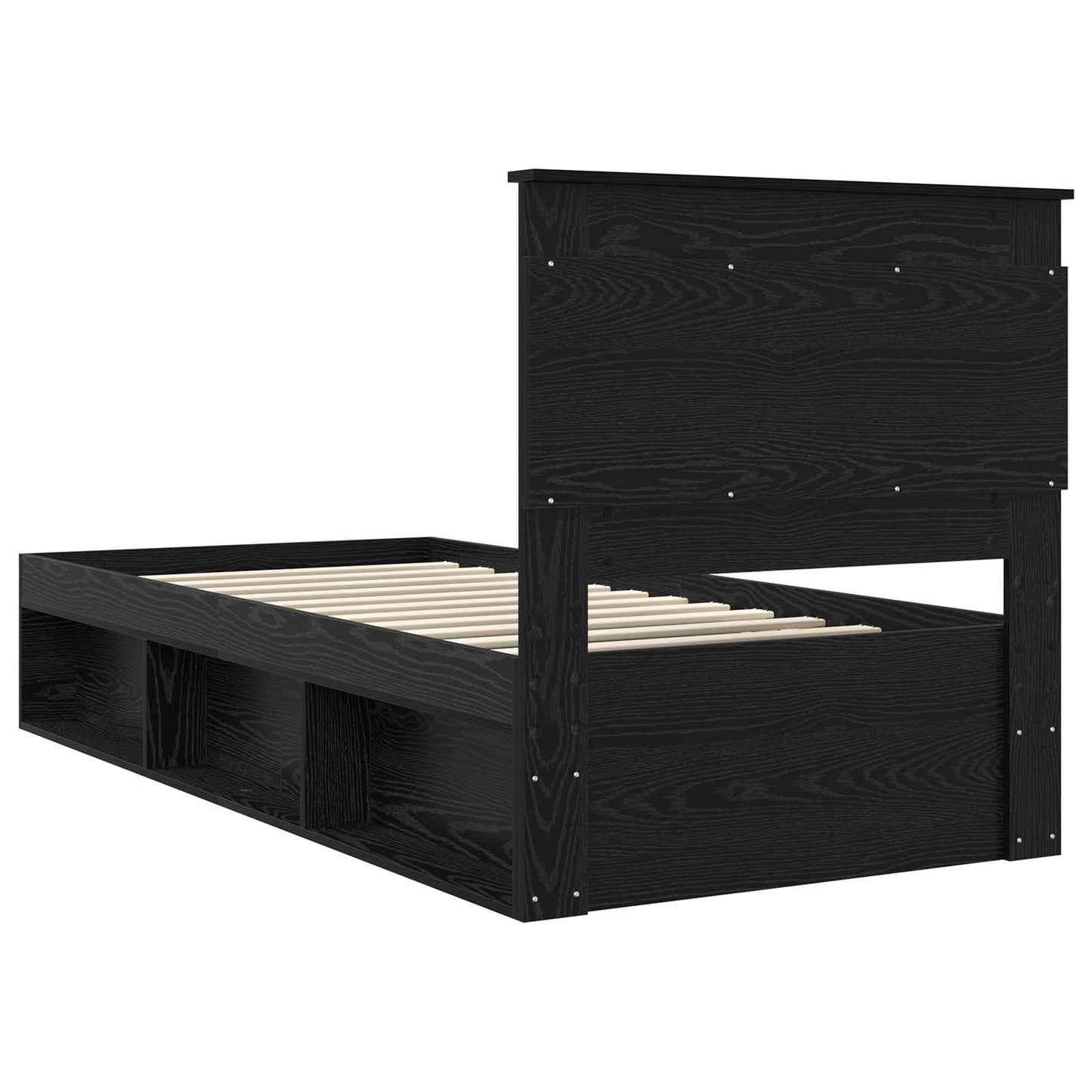 Bed Frame with Headboard Black 75 x 190 cm Solid Pine Wood