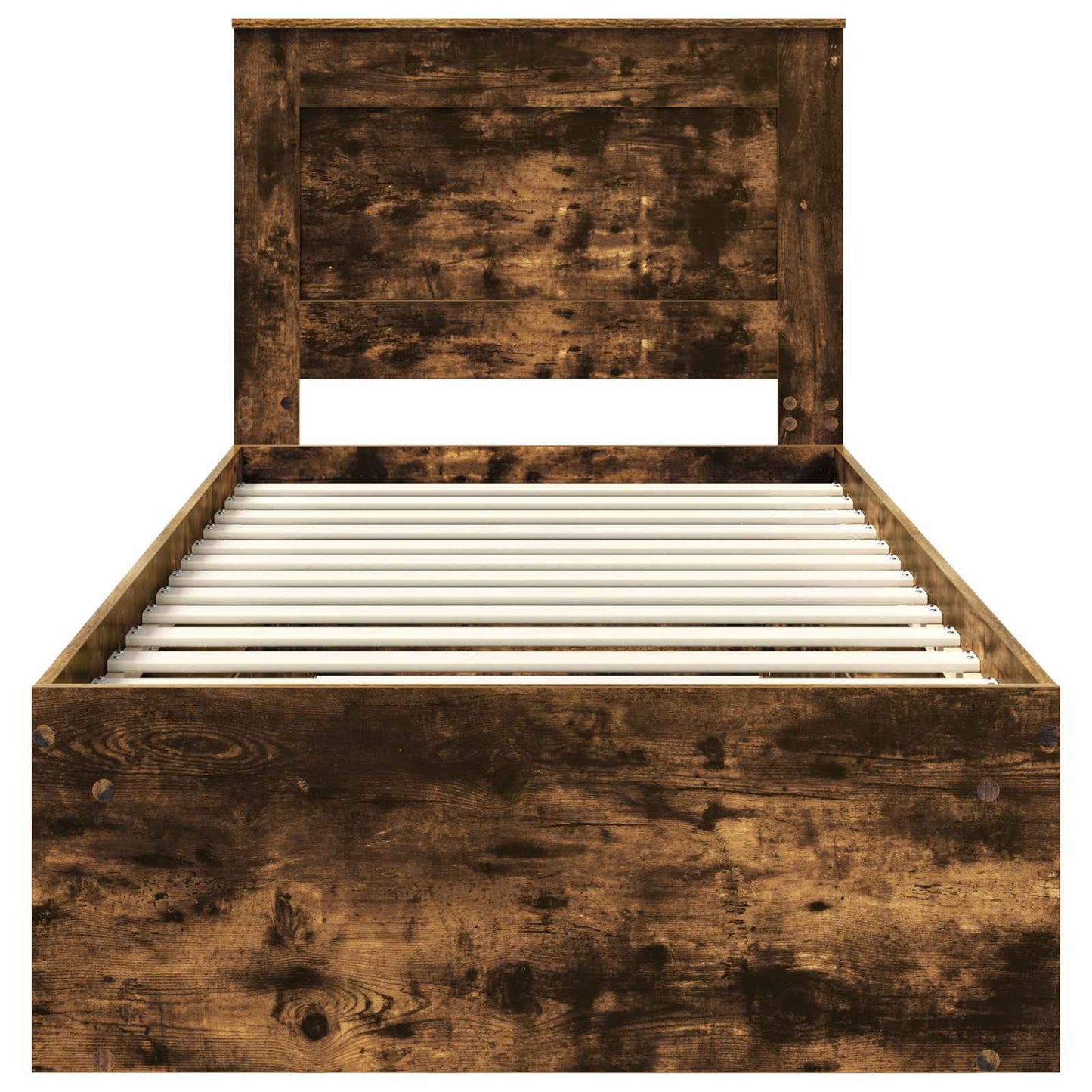 Bed Frame with Headboard Smoked Oak 75 x 190 cm Solid Pine Wood