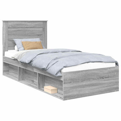 Bed Frame with Drawer Grey Sonoma 75 x 190 cm Solid Pine Wood