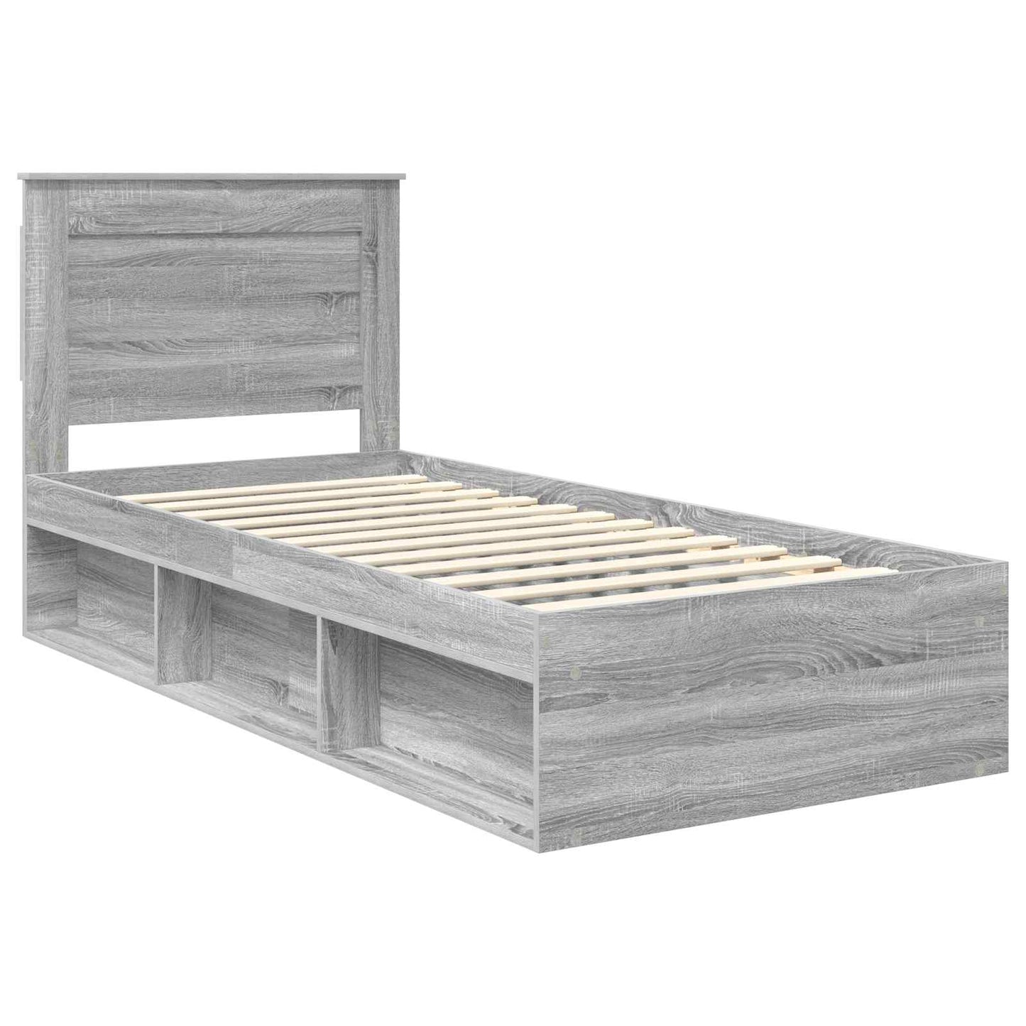 Bed Frame with Drawer Grey Sonoma 75 x 190 cm Solid Pine Wood