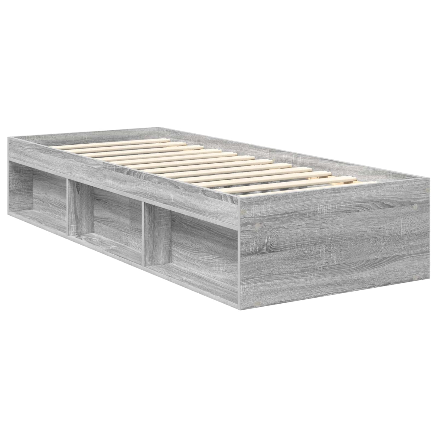 Bed Frame with Drawer Grey Sonoma 75 x 190 cm Solid Pine Wood