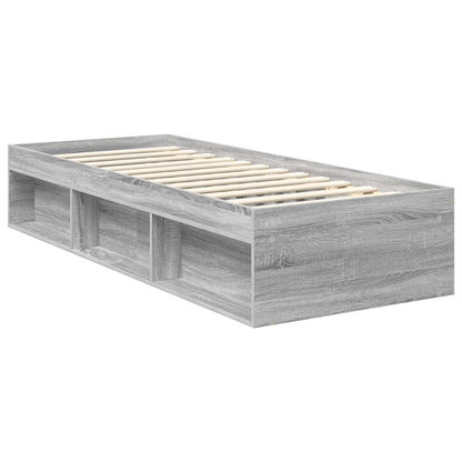 Bed Frame with Drawer Grey Sonoma 75 x 190 cm Solid Pine Wood