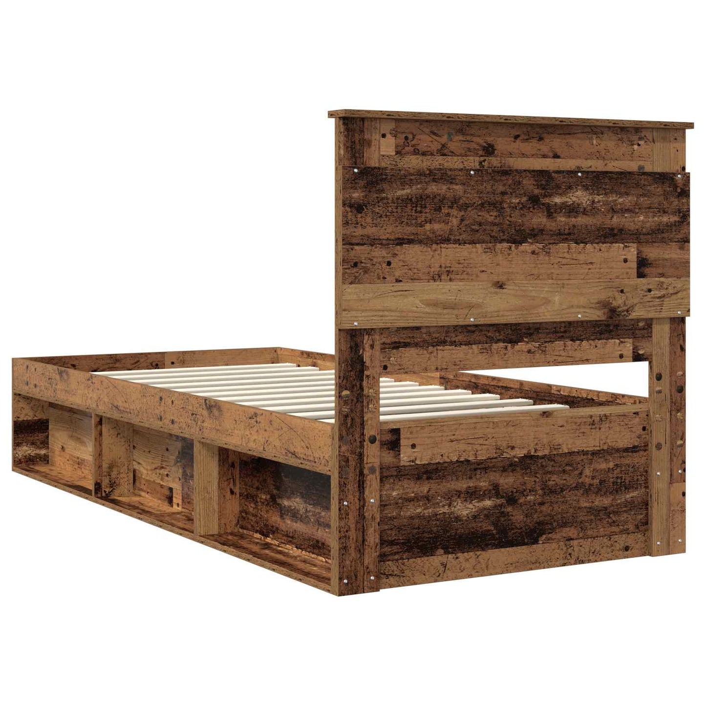Bed Frame with Headboard Old Wood 75 x 190 cm Solid Pine Wood