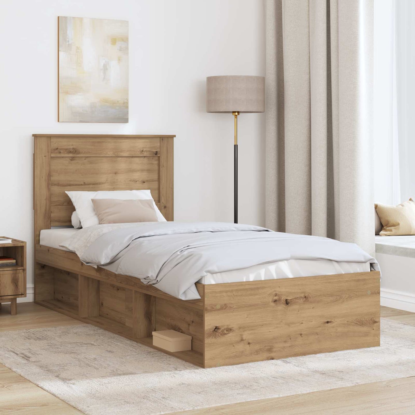 Bed Frame Artisian Oak 75 x 190 cm Solid Pine Wood