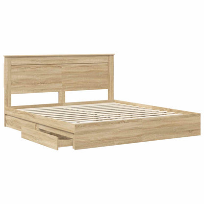Storage Bed with Drawer Sonoma Oak 180 x 200 cm Engineered Wood