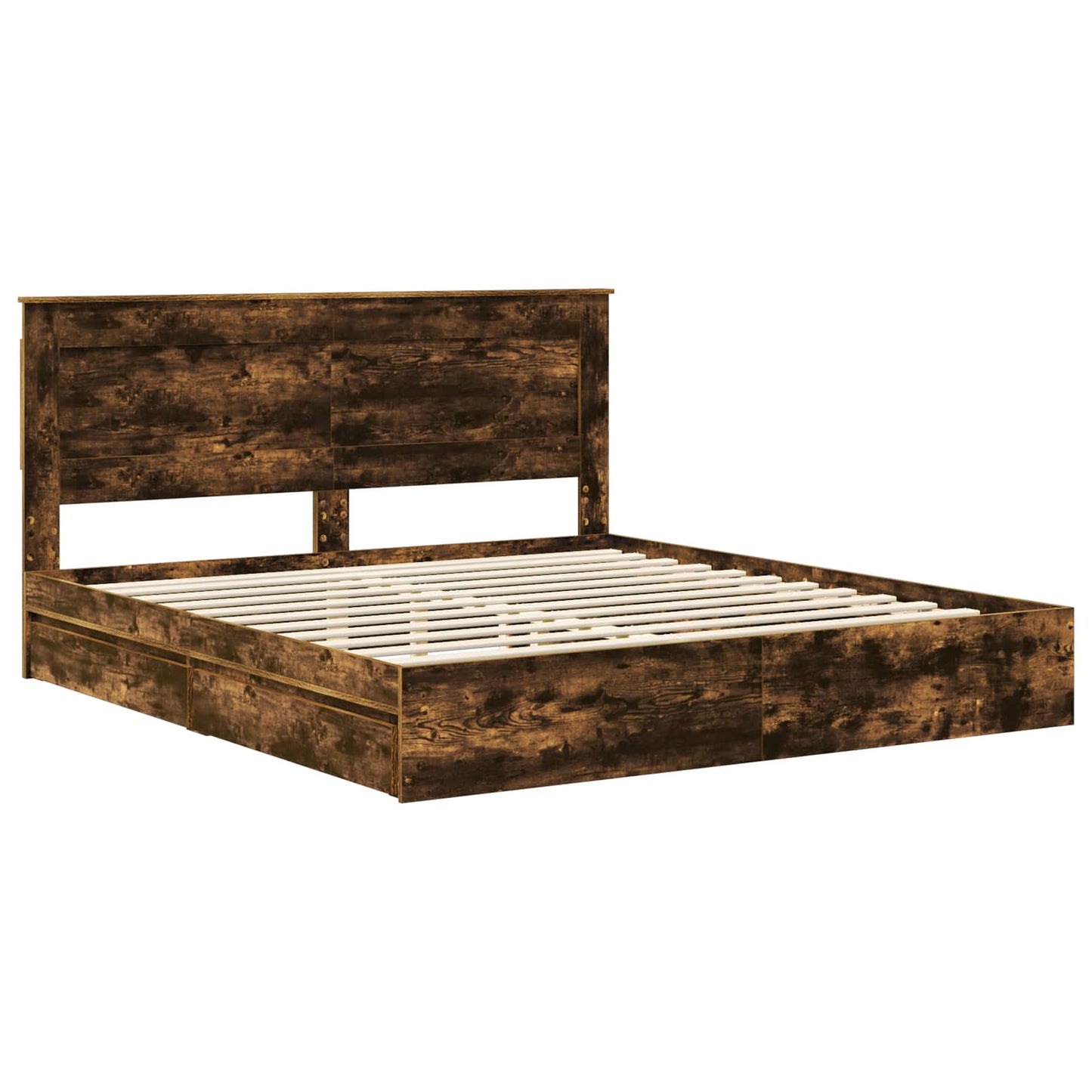 Storage Bed with Drawer Smoked Oak 180 x 200 cm Engineered Wood
