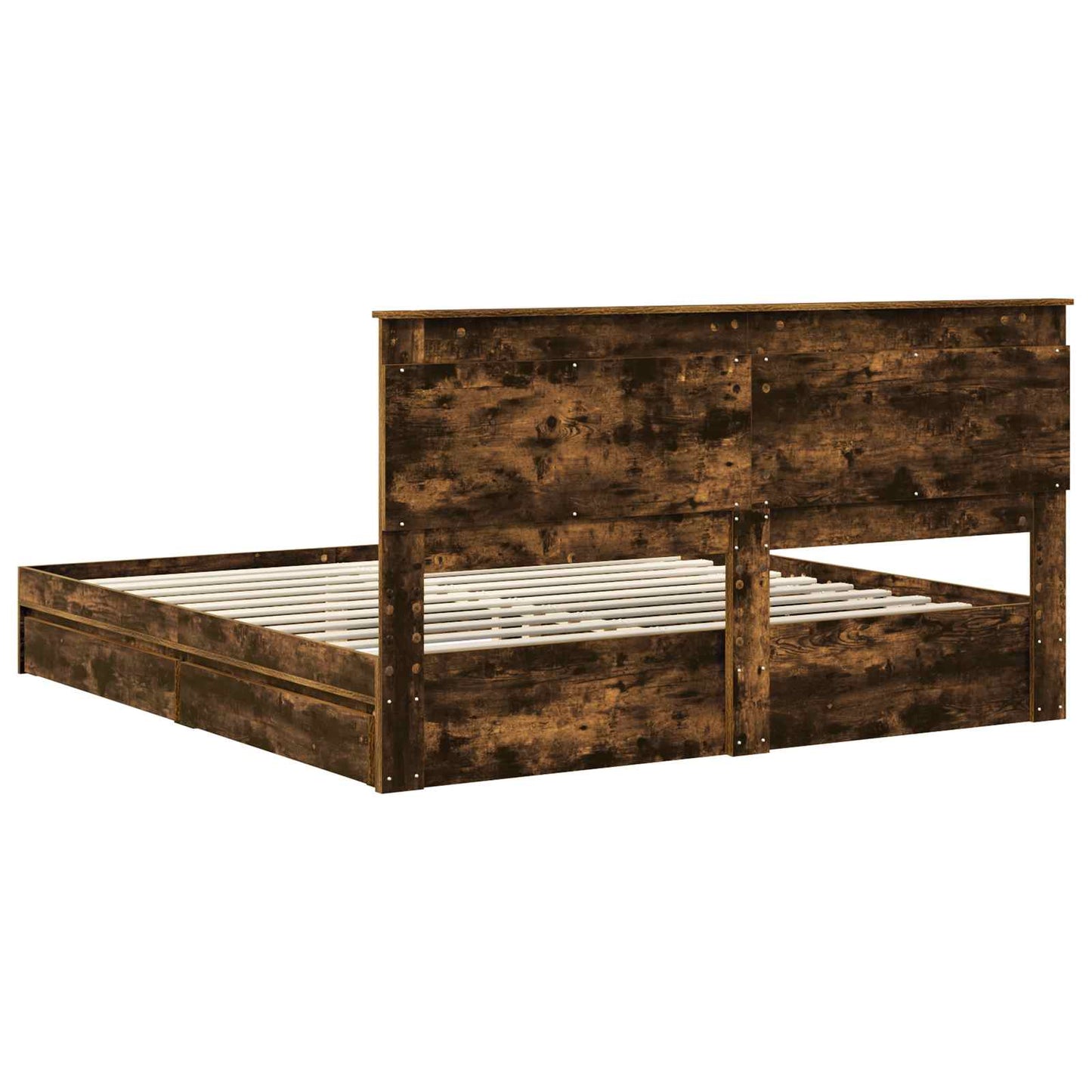 Storage Bed with Drawer Smoked Oak 180 x 200 cm Engineered Wood