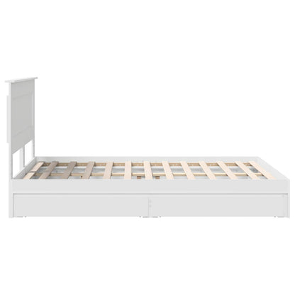 Storage Bed with Headboard White 160 x 200 cm Engineered Wood