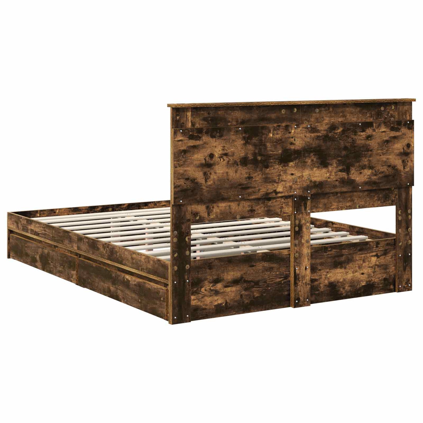 Storage Bed with Drawer Smoked Oak 160 x 200 cm Engineered Wood
