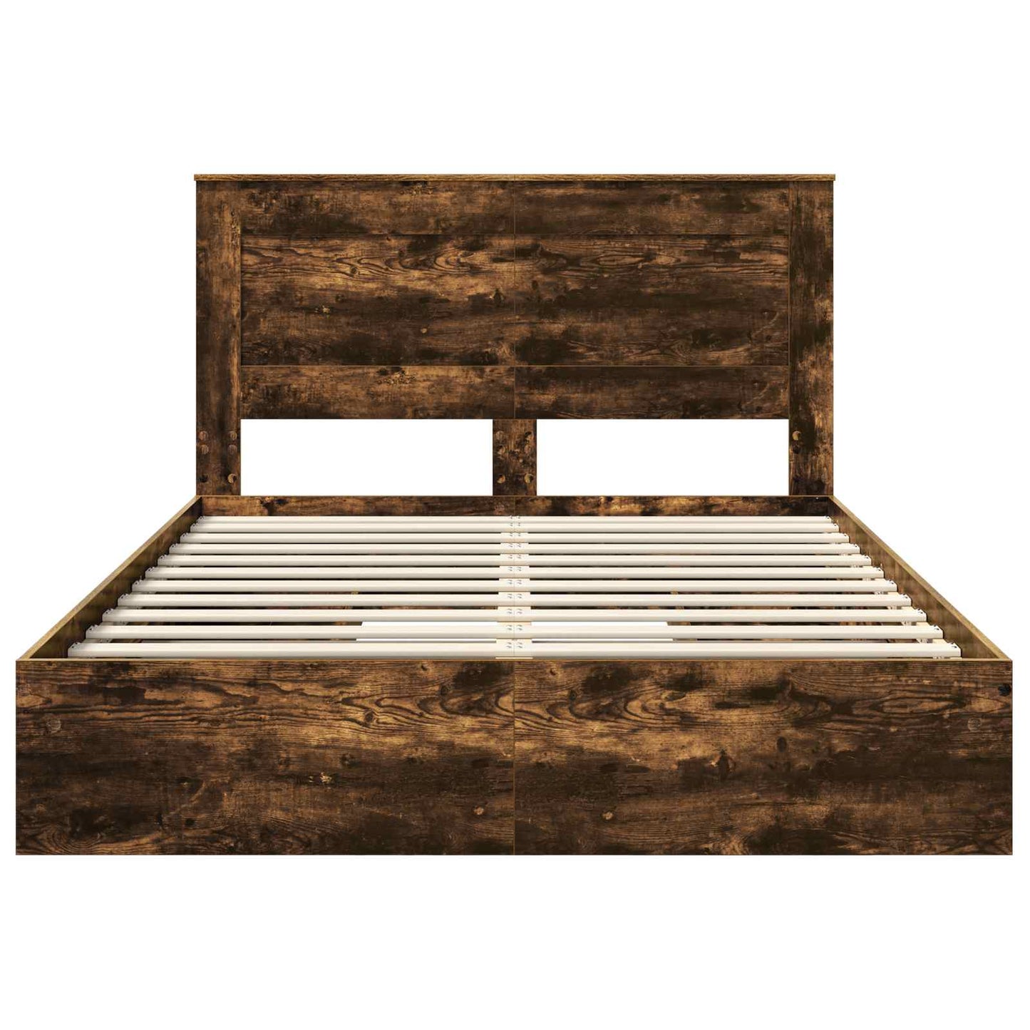 Storage Bed with Drawer Smoked Oak 160 x 200 cm Engineered Wood