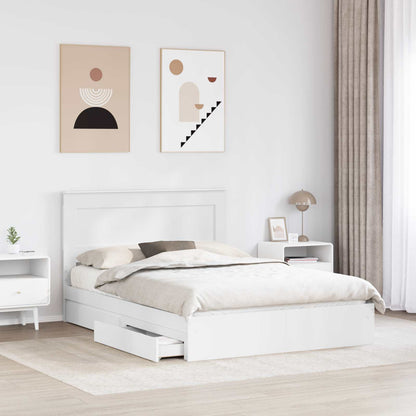 Storage Bed with Headboard White 140 x 190 cm Engineered Wood