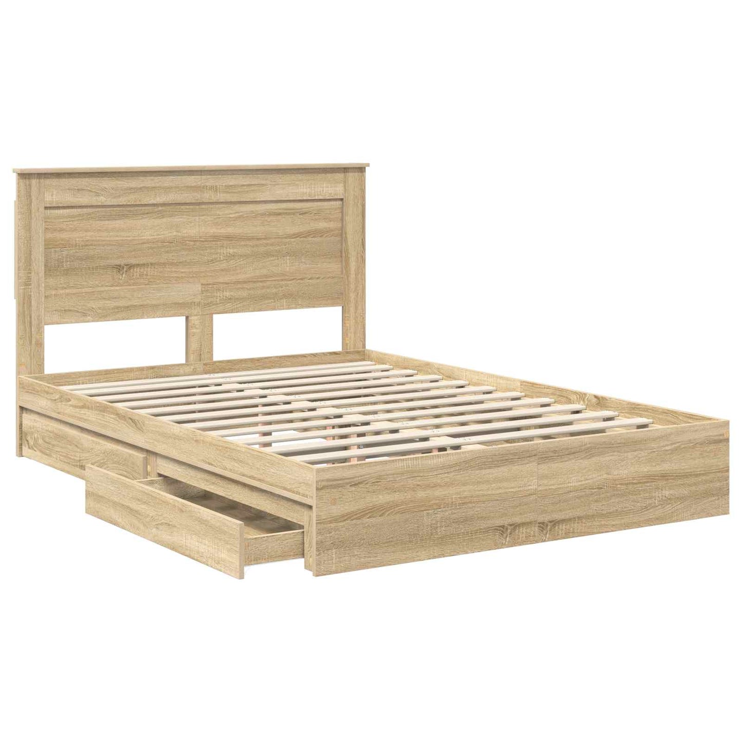 Storage Bed with Drawer Sonoma Oak 140 x 190 cm Engineered Wood