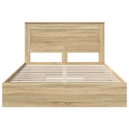 Storage Bed with Drawer Sonoma Oak 140 x 190 cm Engineered Wood