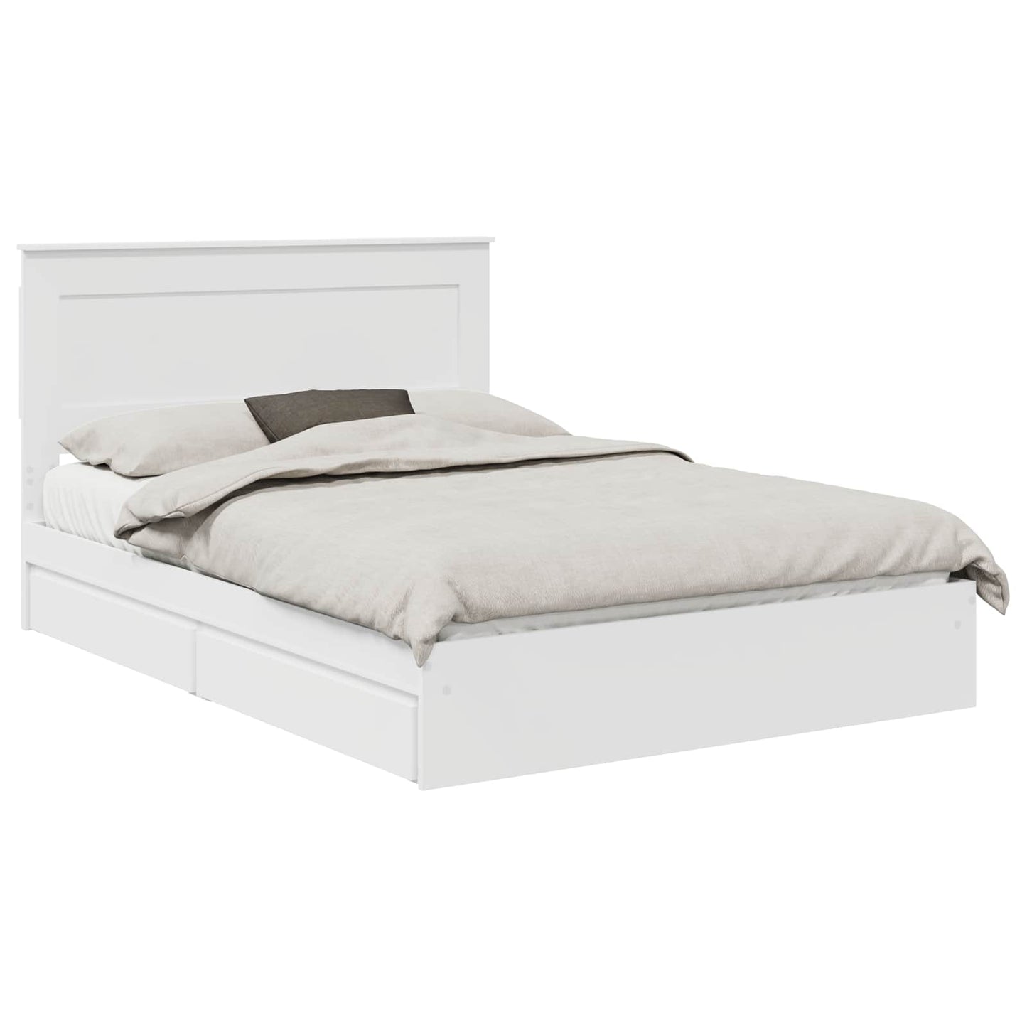 Storage Bed with Headboard White 140 x 200 cm Engineered Wood