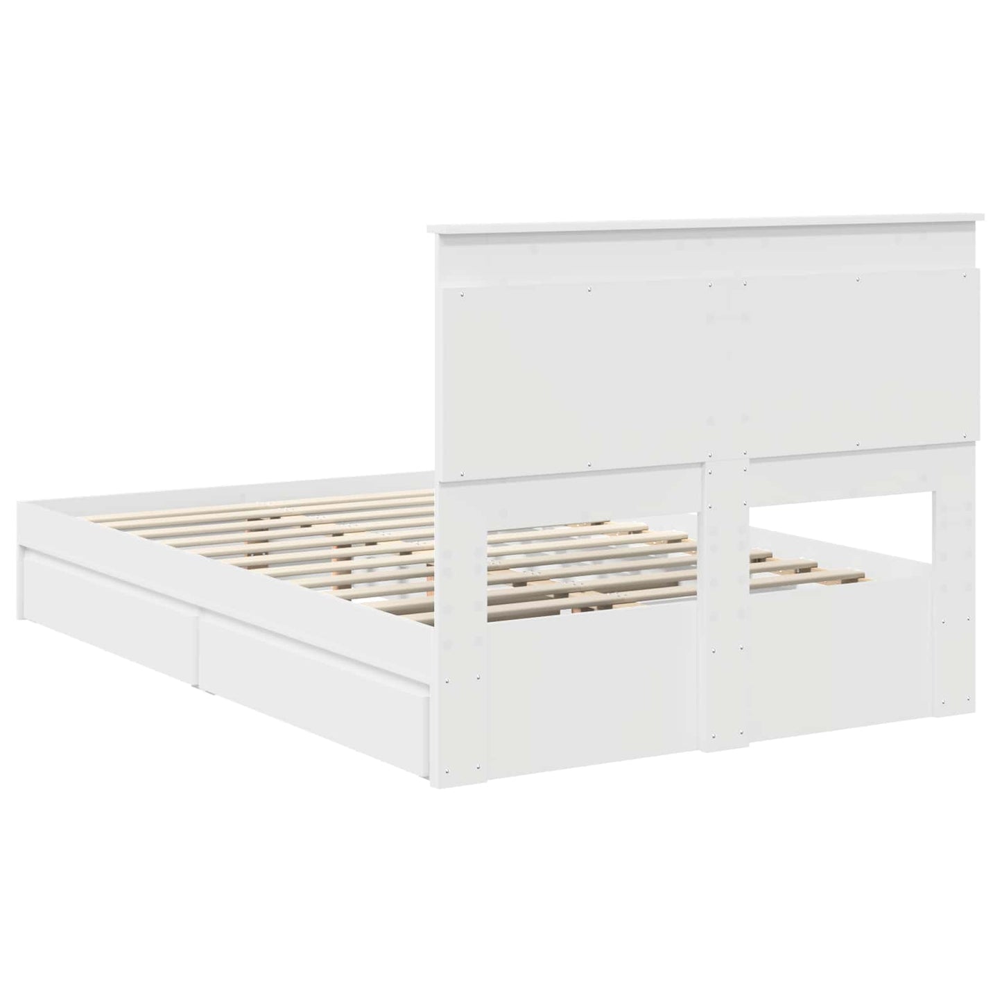 Storage Bed with Headboard White 135 x 190 cm Engineered Wood