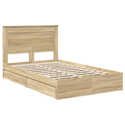 Storage Bed with Drawer Sonoma Oak 135 x 190 cm Engineered Wood