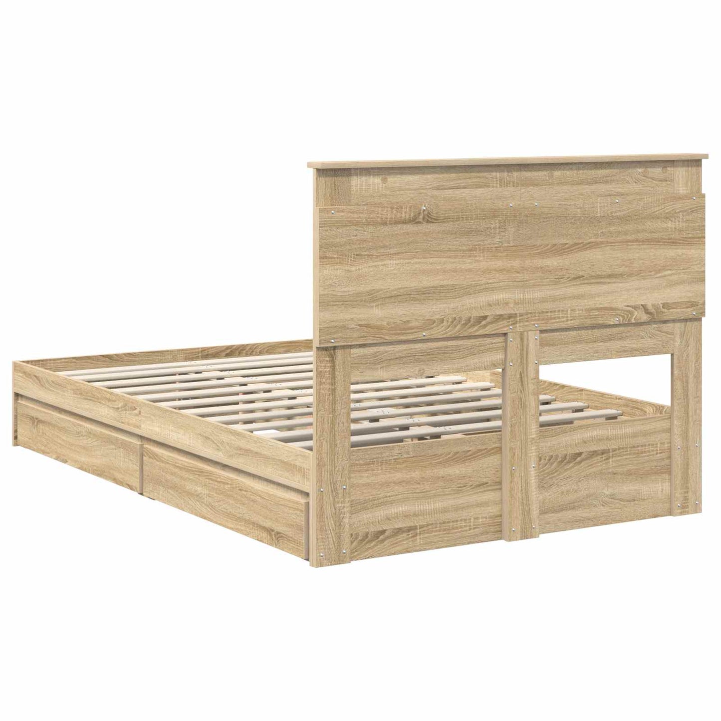 Storage Bed with Drawer Sonoma Oak 135 x 190 cm Engineered Wood