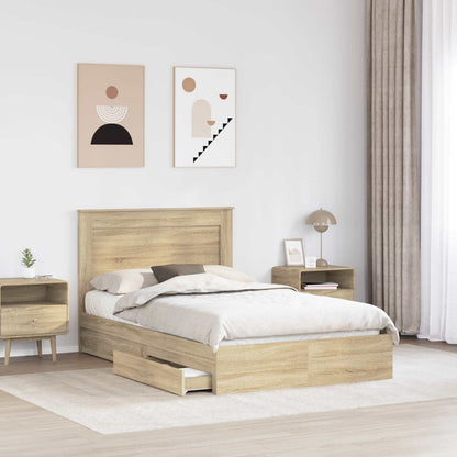 Storage Bed with Drawer Sonoma Oak 120 x 200 cm Engineered Wood