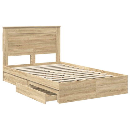 Storage Bed with Drawer Sonoma Oak 120 x 200 cm Engineered Wood