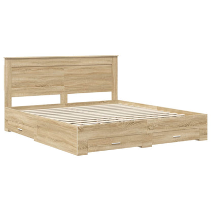 Bed Frame with Drawer with Headboard Manual Engineered Wood