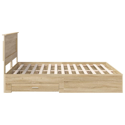 Bed Frame with Drawer with Headboard Manual Engineered Wood