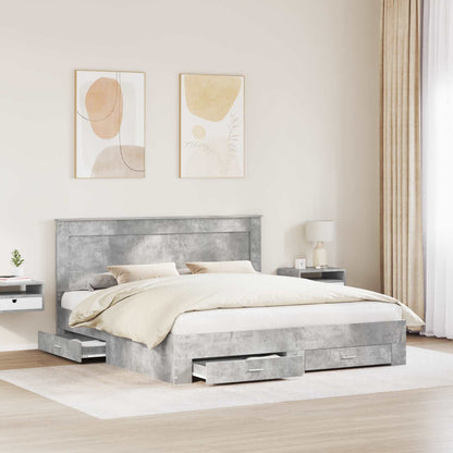 Bed Frame with Drawer with Headboard Manual Engineered Wood