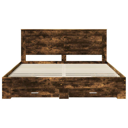 Bed Frame with Drawer with Headboard Manual Engineered Wood