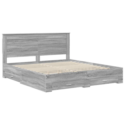 Bed Frame with Drawer with Headboard Manual Engineered Wood