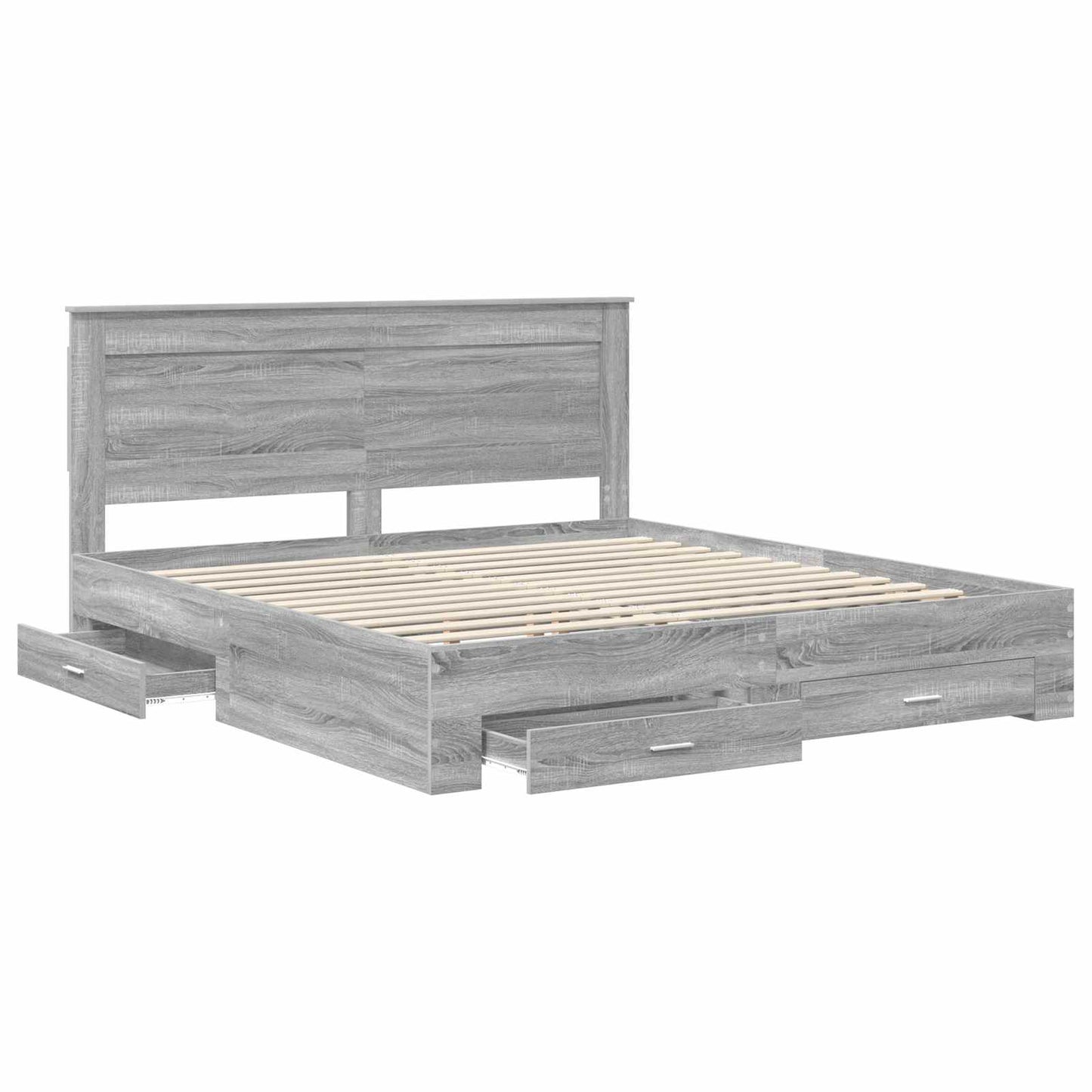 Bed Frame with Drawer with Headboard Manual Engineered Wood